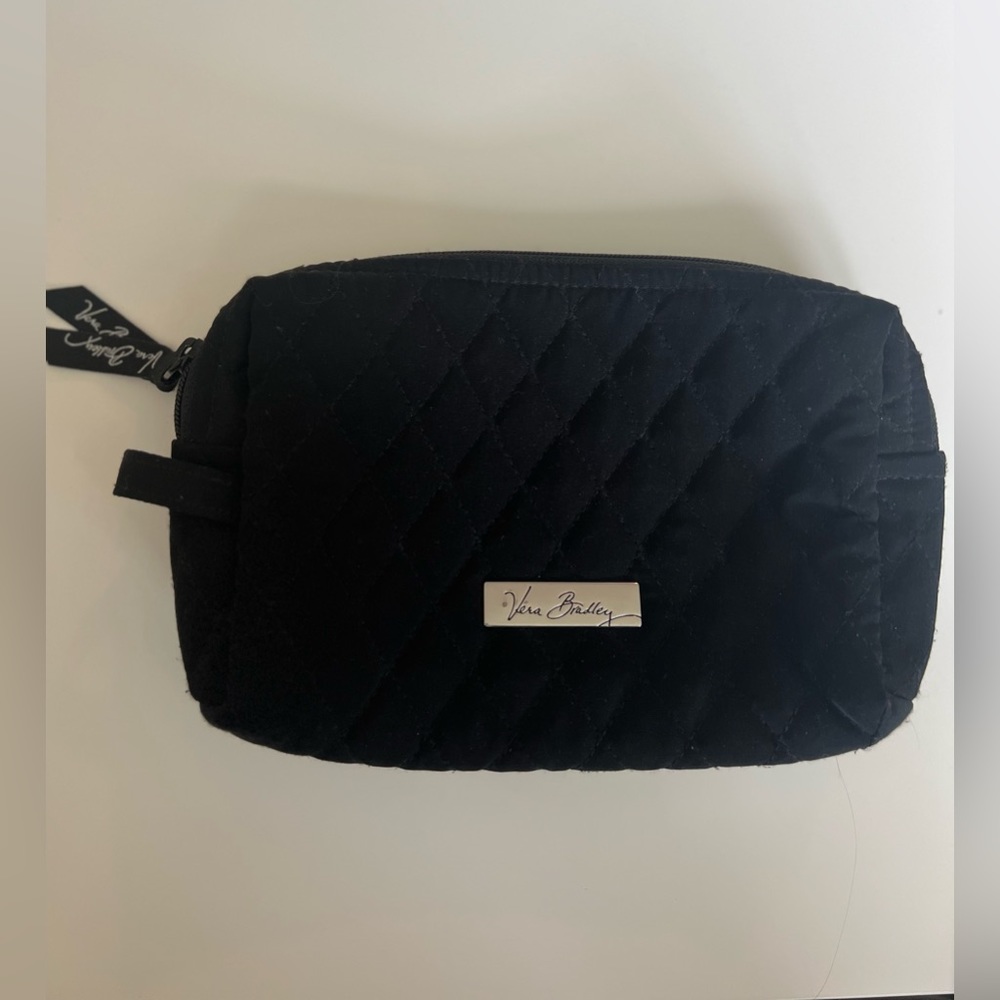 VERA BRADLEY Classic Black Small Cosmetic Pouch Quilted Cotton